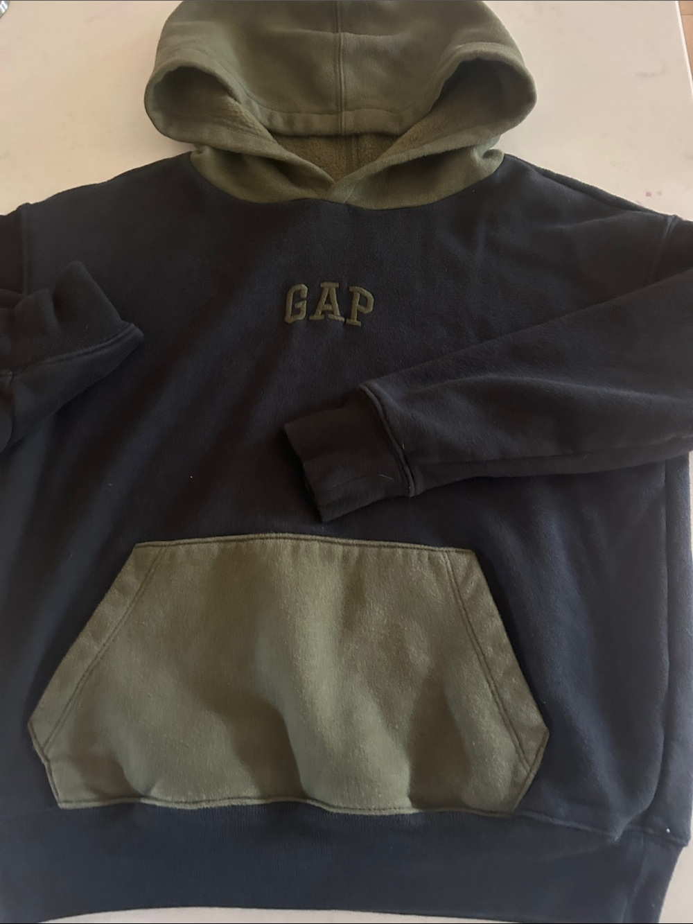 GAP Black Hoodie with Olive Green Hood & Pocket